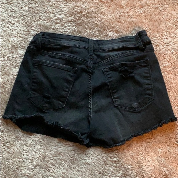 Black Distressed Kancan Jean Shorts - Picture 7 of 7
